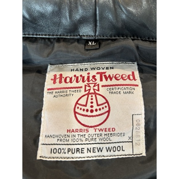 NWTO Harris Tweed Puffer Vest XL Mens 100% Wool Herringbone Grey Black Tweed - Picture 4 of 10